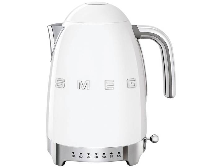 Smeg Wasserkocher, Weiss, Metall, 1.7 l, 22.6x24.8x17.1 cm, automatische Abschaltung, 360°-Sockel, Anti-Rutsch-Füsse, abgedecktes Heizelement, herausnehmbarer Filter, Signalton, Beleuchtung, variable Temperaturauswahl, Kochgeschirr, Küchengeräte, Wasserkocher