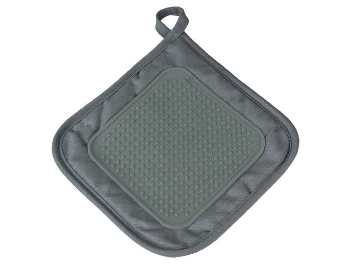Topflappen aus Polyester und Baumwolle, Topflappen mit Silikon, grau, 19 x 19 cm