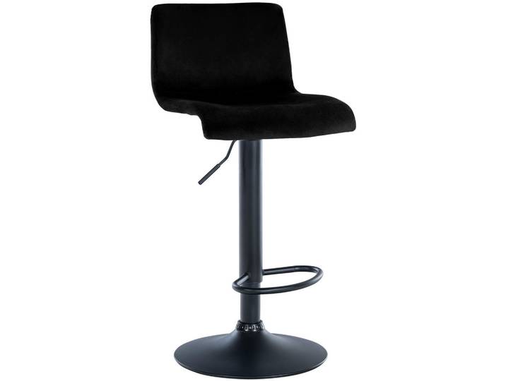 CLP Barhocker Samt Schwarz, Textil, 39x83x36 cm, Esszimmer, Barmöbel, Barhocker