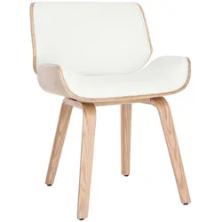 Design-Stuhl, weiß und helles Holz RUBBENS