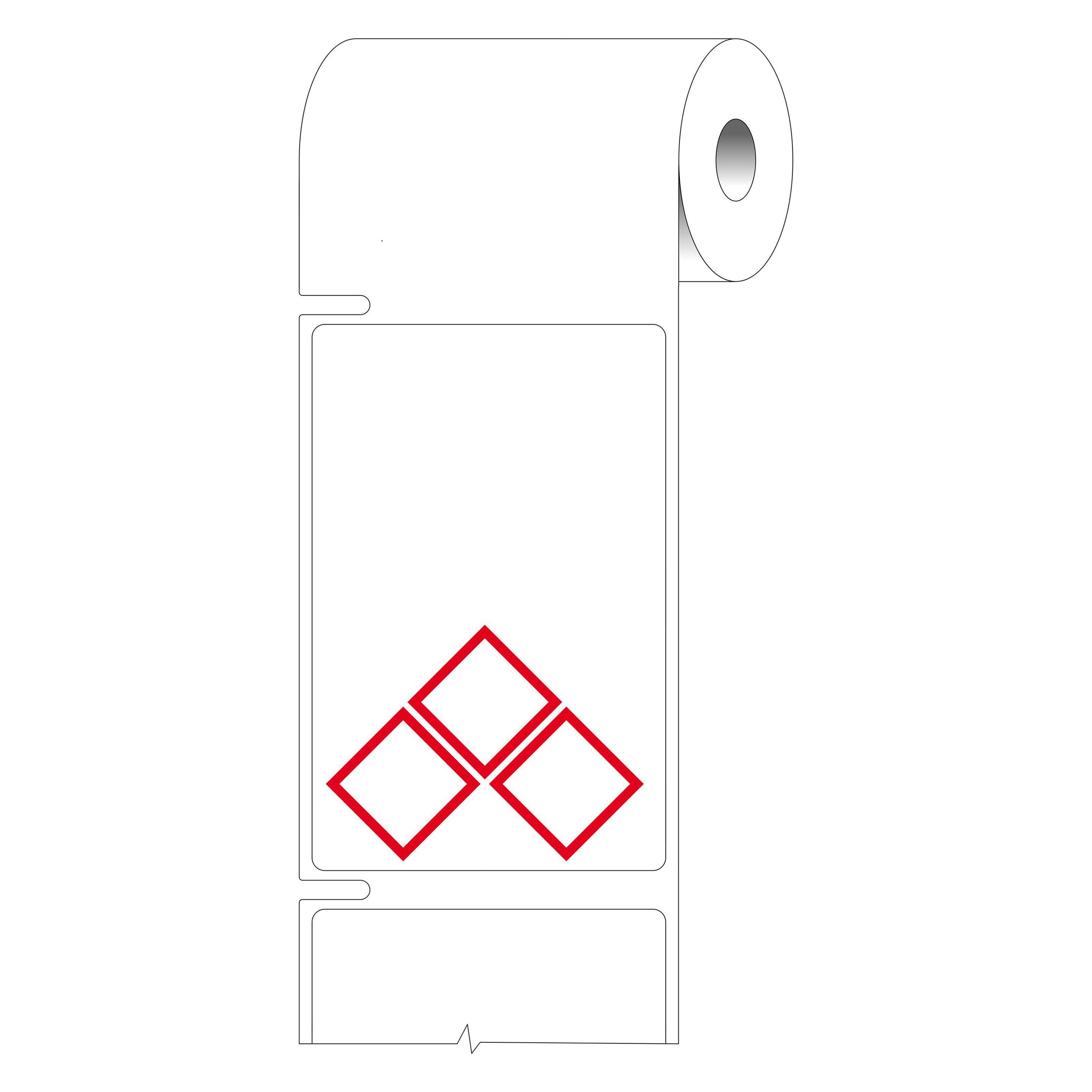 Brady THTCLP-S-L3A-7594-2, Polypropylen, Weiss, glänzend, 55.00 x 85.00 mm, Layout L3A (3 rote Raut (THTCLP-S-L3A-7594-2)