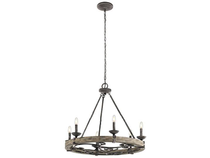 Elstead Lighting Kronleuchter Taulbee, Zinkfarben, Holz, 74.1 cm, RoHS, Lampen & Leuchten, Innenbeleuchtung, Hängeleuchten, Kronleuchter