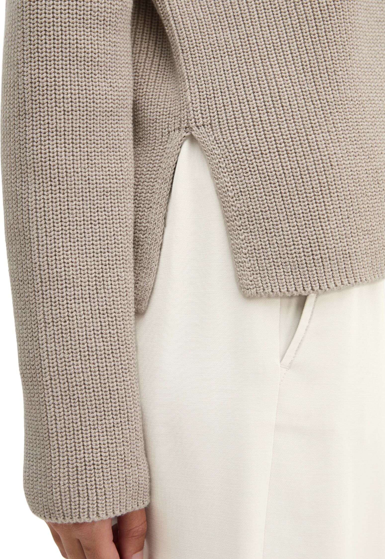 Marc O' Polo Rundhalspullover MARC O'POLO, Damen, Gr. S, beige (natural), Strick, Obermaterial: 100% Baumwolle, loose fit normal, Rundhals, Pullover Rundhalspullover, loose aus Heavy-Weight-Organic-Cotton natural S