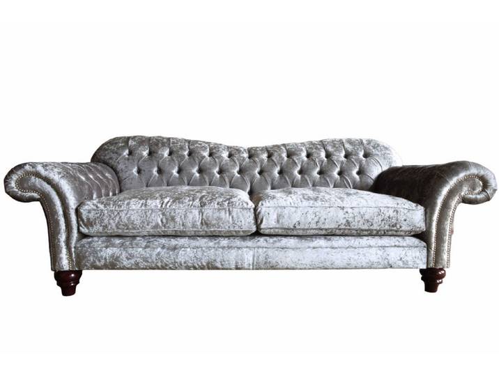 Xlmoebel Chesterfield-Sofa Elegantes graues Samtsofa mit silbernen Polstern, Sofa, Hergestellt in Europa