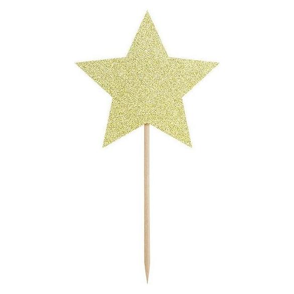 Partydeco Cupcake-Toppers Goldene Sterne (6 Stk.) (510389)