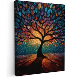 LEINWANDBILD Mosaik - Bunt - Baum - Äste Wandbild Wohnzimmer 60x80 cm