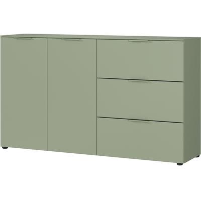 Sideboard GERMANIA "Savoca", grün (taupegrün), B:151cm H:98cm T:40cm, Holzwerkstoff, Sideboards, Sideboard, Breite 151 cm, Soft-close, 2 Fußvarianten inkl., Made in Germany