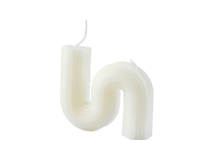 Deko Kerze in Wellen-Form, Stimmungskerze mit zwei Dochten, weiss, 10 x 2,2 x 8 cm