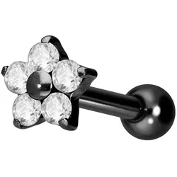 Titan Ohrpiercing mit Innengewinde KRISTALLBLUME