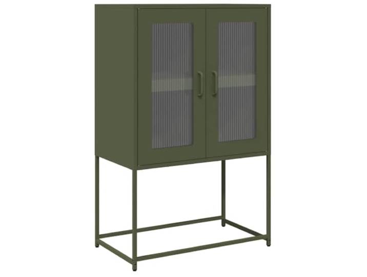 HEFZGDB Modernes Highboard Olivgrün 68x39x107 cm mit Flexibler Türbefestigung aus Stahl für Essgeschirr und Haushaltswaren, schwarzes Highboard mit praktischem Stauraum und sicherer
