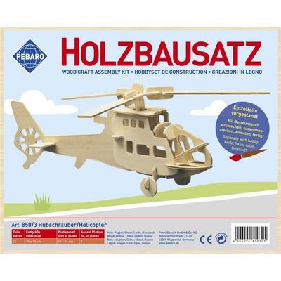 PEBARO 850/3 - Holzbausatz Hubschrauber, 24 Teile, Holzkonstruktion zum Zusammenstecken