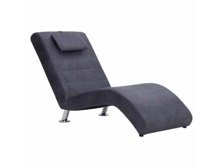 Chaiselongue mit Kissen Grau Kunstleder Wildleder-Liege Relaxliege Ergonomisches Design, dicke Polsterung, galvanisierte Füße, robuste Polsterung, bis 110 kg