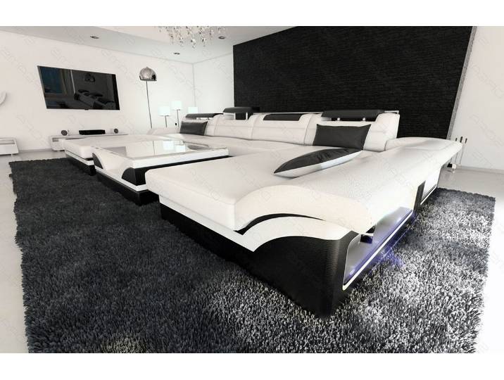 Mini Wohnlandschaft Monza Eleganz U-Form aus Leder