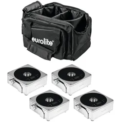 EUROLITE Set 4x AKKU IP Flat Light 1 chrom + Soft-Bag