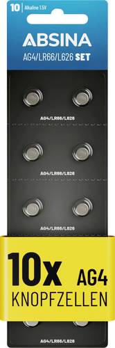 Absina Knopfzelle AG4 1.5V 10 St. Alkali-Mangan
