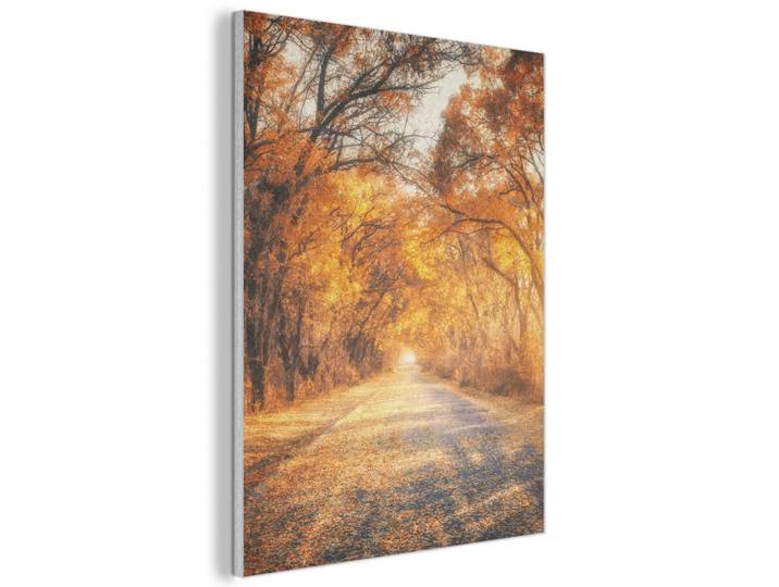 MuchoWow Akustikpaneel Wald - Herbst - Bäume - Waldweg - Natur 60x80 cm, Bernsteinfarben, Kunststoff, Rechteckig, 60x80x0.9 cm, Tapeten & Wandverkleidungen, Akustikpaneele