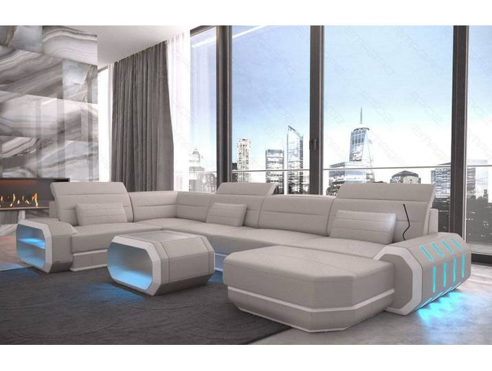 Wohnlandschaft Roma XL U-Form in Leder