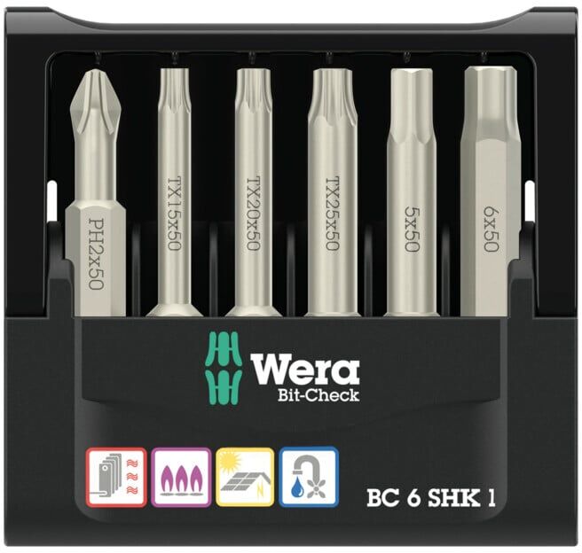 Kit d'embouts Wera Check 6 SHK 1 SB, 6 pièces (05073631001)