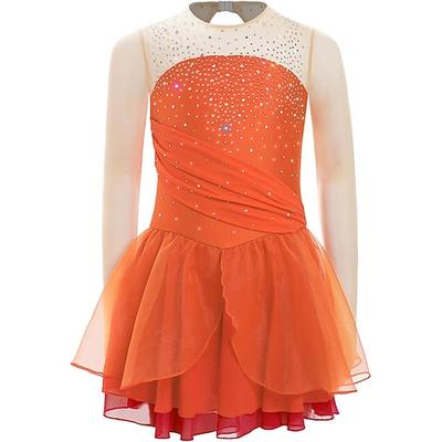 Eiskunstlaufkleid Damen Eislaufen Kleid Schwarz Rosa Rot Patchwork Daumenloch Hohe Elastizität Training Wettbewerb Eiskunstlaufkleidung Klassisch Kristall / Strass Langarm Eislaufen Eiskundstlauf
