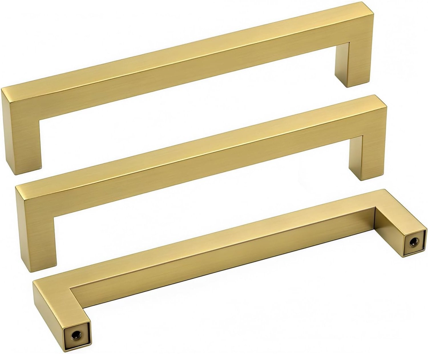 10x RVS Kastgrepen Geborsteld Messing Vierkant - Boorafstand: 128 mm