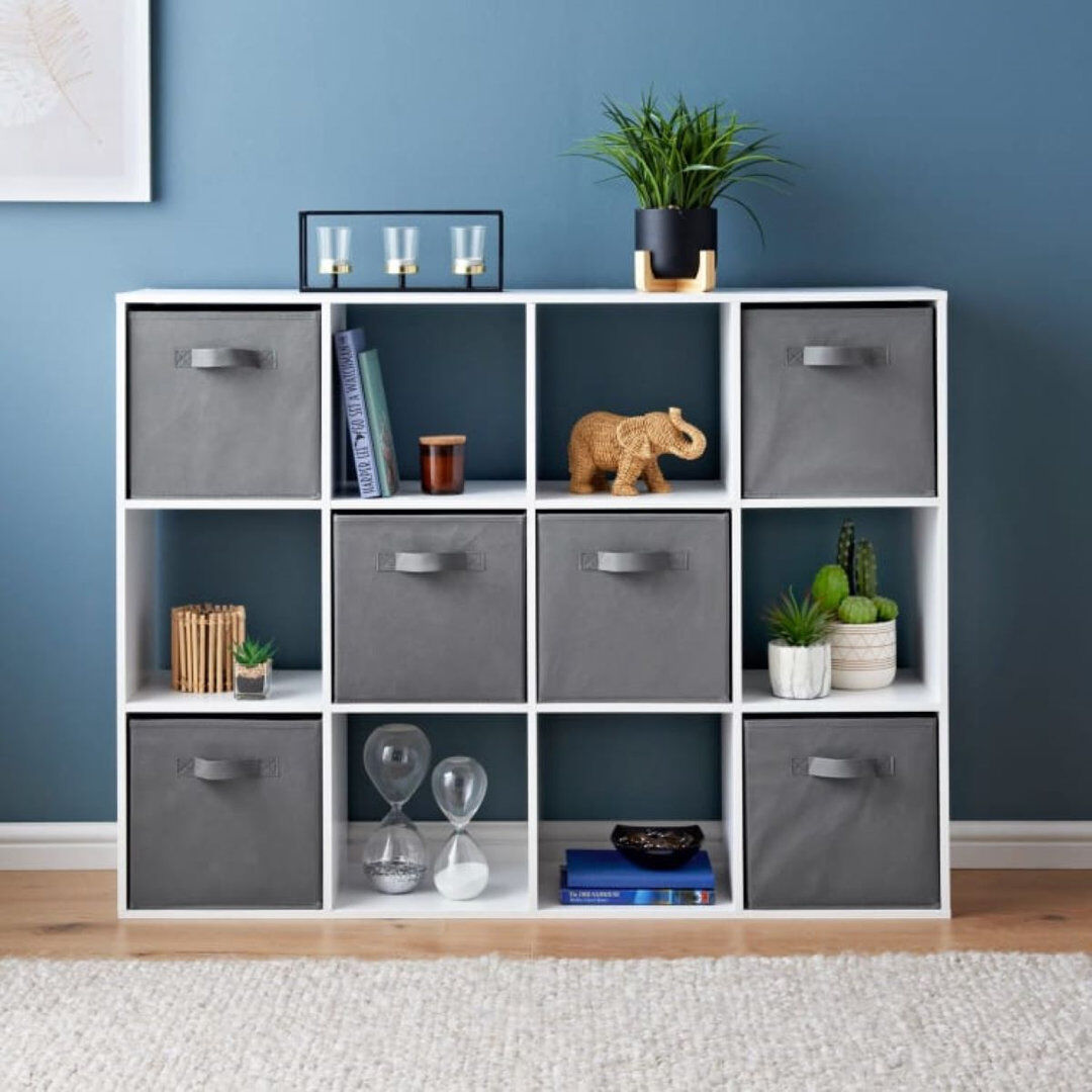 17 Stories Azriella 118 cm H x 89 cm W Cube Bookcase White;Gray 118cm H X 89cm W X 28cm D