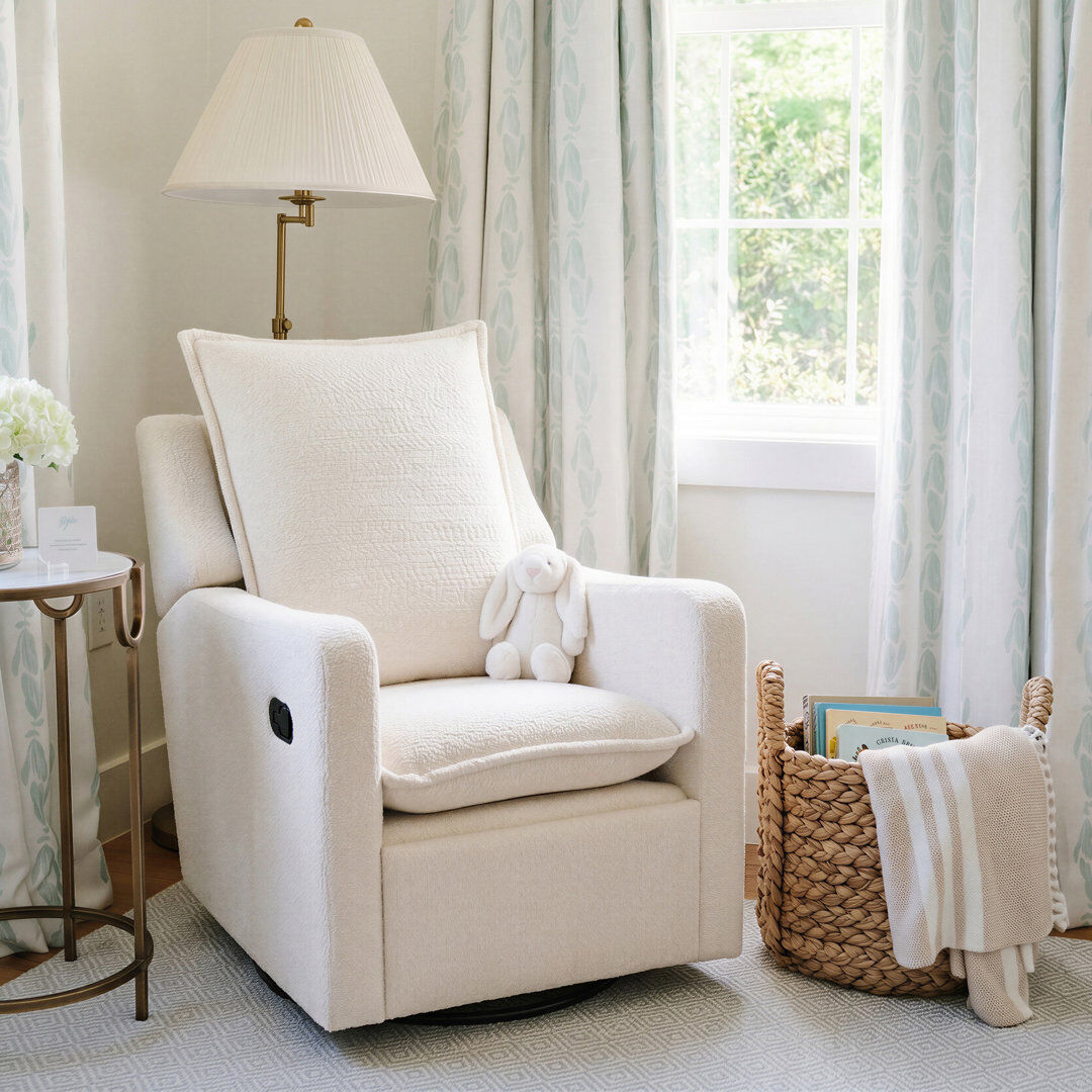 LPD NESTLER RECLINER NURSING CHAIR OFF WHITE BOUCLE 103.5cm H X 73.5cm W X 93.5cm D