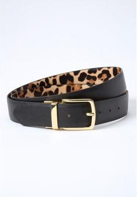 Women's Reversible Pant Belt by Accessories For All in Black Animal (Size 14/16)