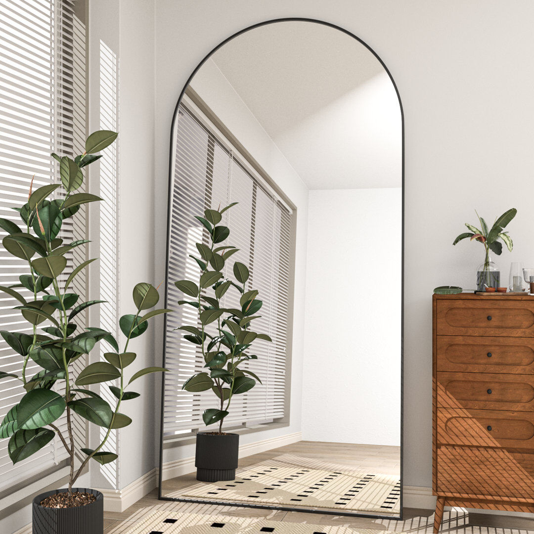 Metro Carlyann Aluminium Framed Freestanding Full Length Mirror Black 198 cm H × 96 cm W