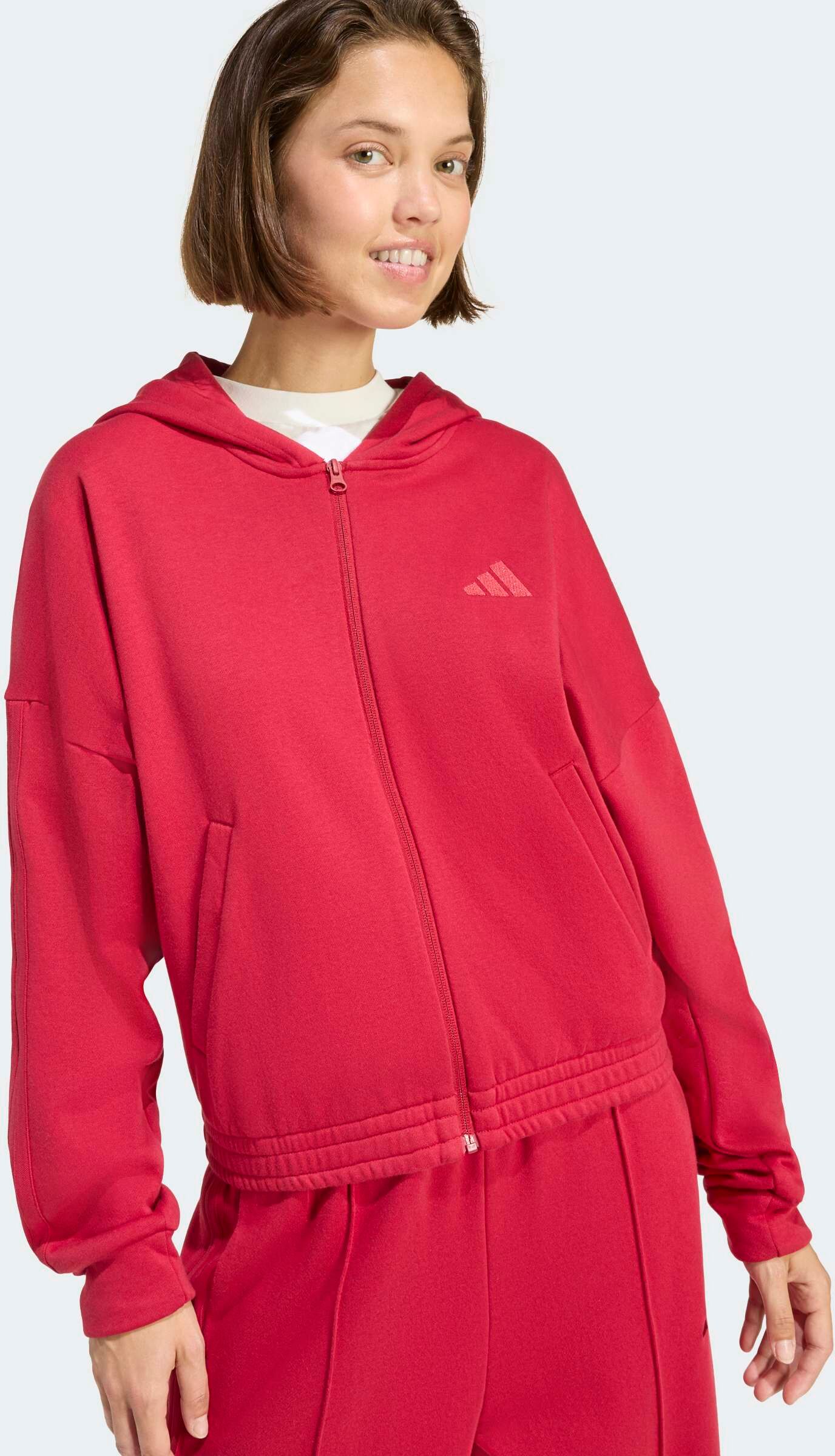 Trainingsanzug ADIDAS SPORTSWEAR "ENERGIZE", Damen, Gr. L, rot (active maroon), Obermaterial: 70% Baumwolle, 30% Polyester, Sportanzüge Trainingsanzug active maroon L