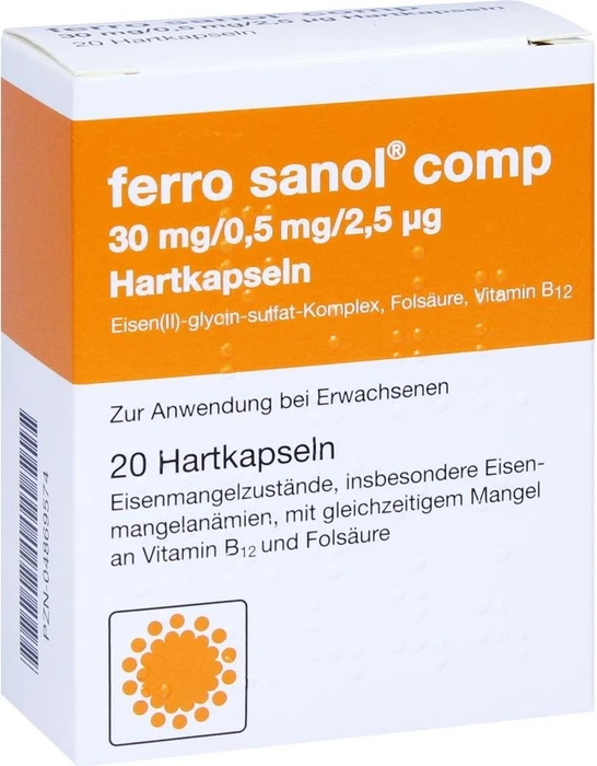 Ferro Sanol comp. Hartkaps.m.msr.überz.Pellets 20 St Hartkapseln mit magensaftresistent überz. Pellets