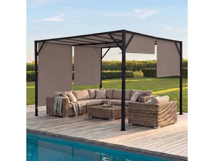 Mendler Pergola Baia Schiebedach Taupe - 4x4m