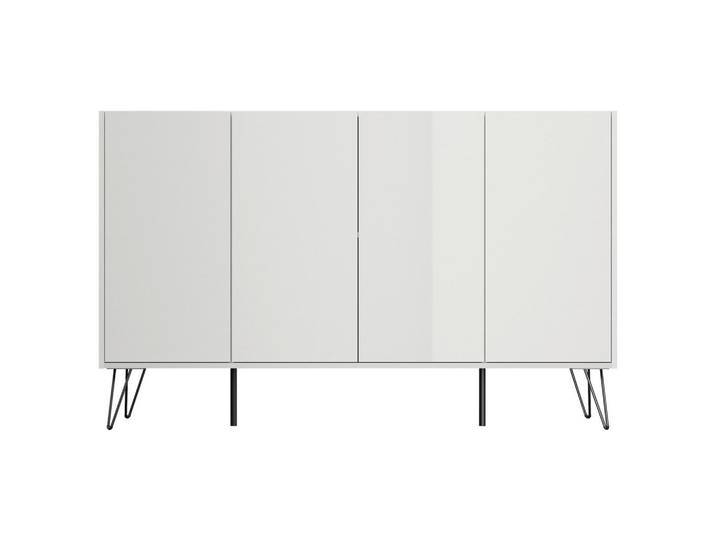 Mid.you Sideboard Posseik Industrial, Weiß Hochglanz, Metall, 155x93.6x42 cm, stehend, Wohnzimmer, Kommoden & Sideboards, Sideboards