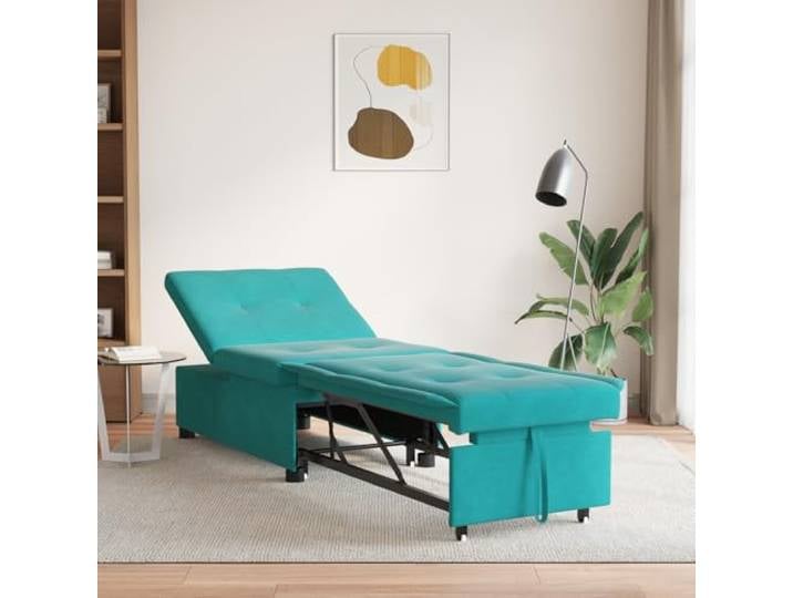 HEFZGDB 3-in-1 Schlafsofa Türkis Samt Ausziehdesign Verstellbar Kompakt Sofa Bett Mehrzweck Wohnzimmer Möbel Bequem Einfache Pflege Sofabett Samtbezug Funktional Stilvoll