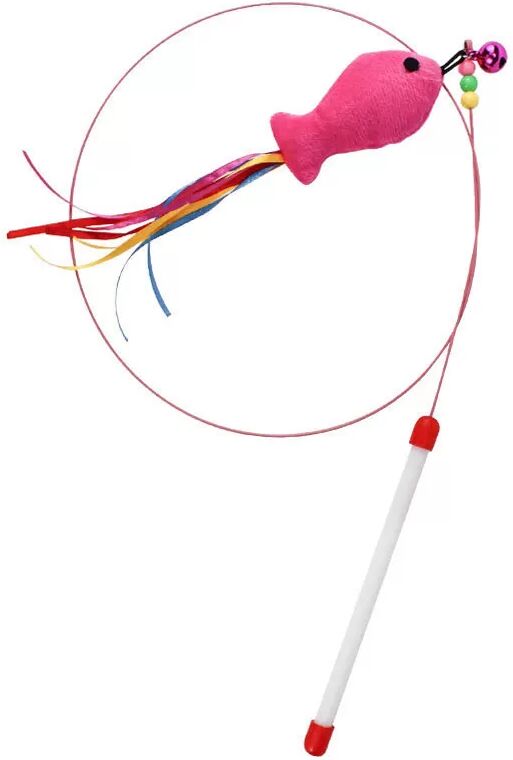 INF Jouet Chat Plume avec Design Poisson Coloré