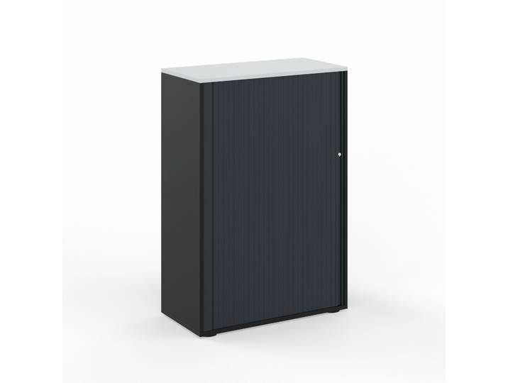 Rollladenschrank Tradingzone GO Swiss 80.0 x 40.0 cm, 3 Ordner hoch, Schwarz/Weissgrau, Neu - Optimale Raumnutzung