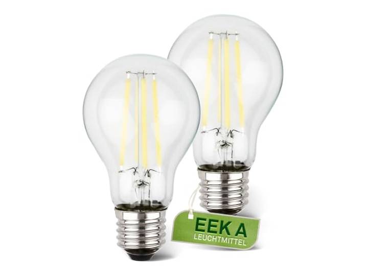 BRILONER - EEK A 2er Set Filament LED Lampe E27 A60, warmweißes Licht, 4W, 806lm, LED Glühbirne, Leuchtmittel, Birne, Glühlampen, Bulb, 60x106 mm