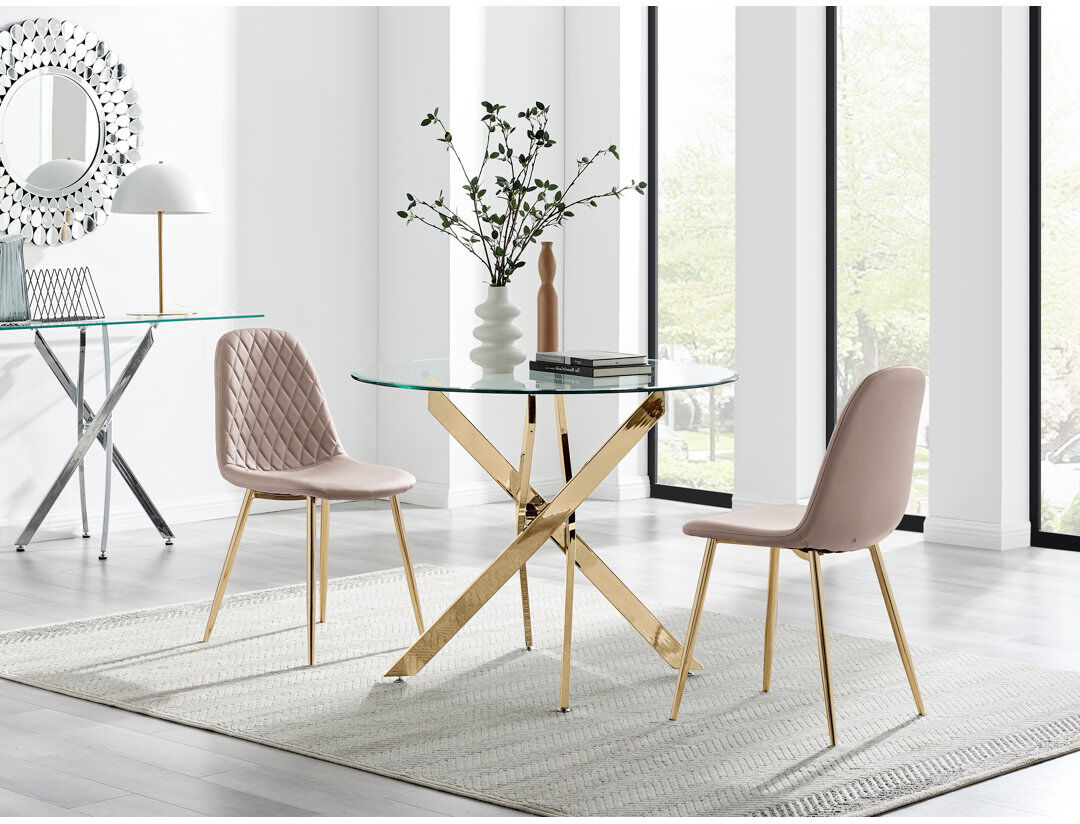 Canora Grey Bernell 2 -Person Glass Dining Set Cappuccino 2