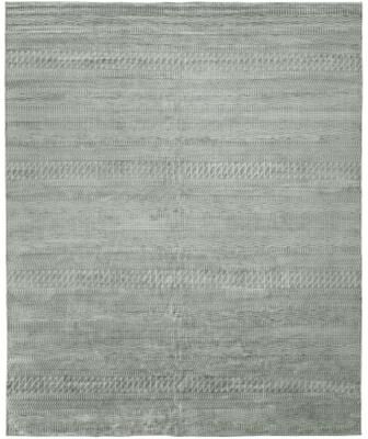 KALATY Modern Blue Hand-Knotted Wool & Viscose Area Rug