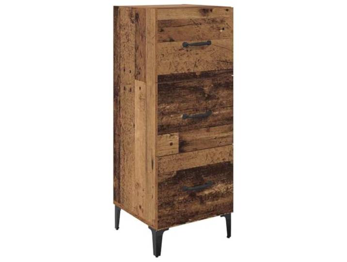 Fisinber Sideboard Altholz 34,5x34x90 cm Holzwerkstoff Schrank Kompakter Beistellschrank mit Schublade in Altholz-Optik für Wohnzimmer, Schlafzimmer und Flur. Praktischer Stauraum.