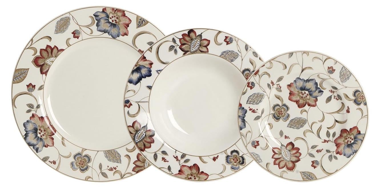 Dripio 12-delig keramisch servies met bloemenmotief voor 4 personen