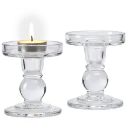 Relaxdays Kerzenhalter Glas 2er Set Transparent