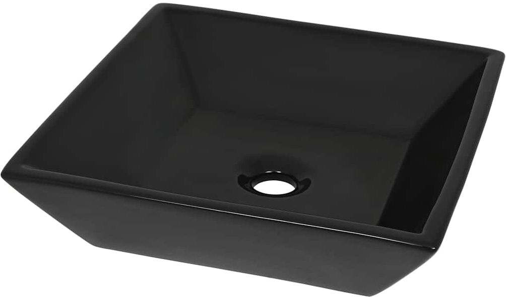 vidaXL Lavabo Céramique carré Noir 41,5 x 41,5 x 12 cm