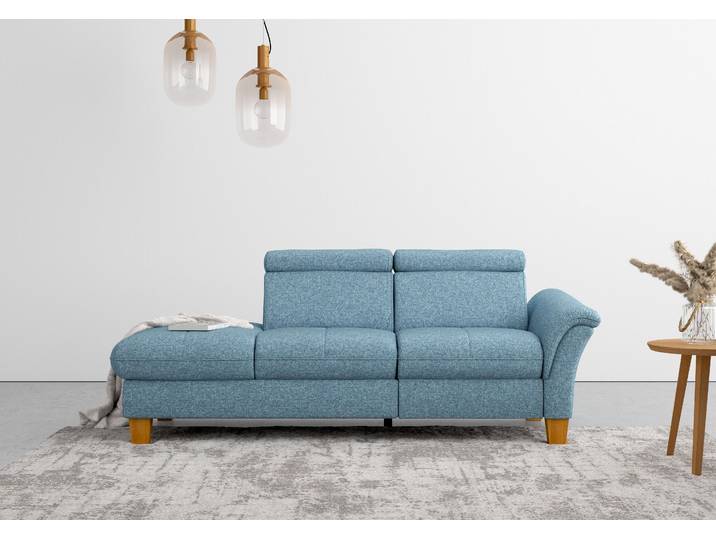 Recamiere OTTO HOME Lindgren , blau (eisblau), B:206cm H:84cm T:93cm, 100% Polyester, Sofas, Recamiere, wahlweise motorische TV-Funktion, Bettkasten und Kopfteilverstellung
