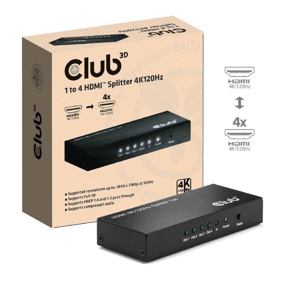 Club3D Club 3D HDMI 4 auf 1 Umschalter 4K120Hz Umschalter schwarz CSV-1385