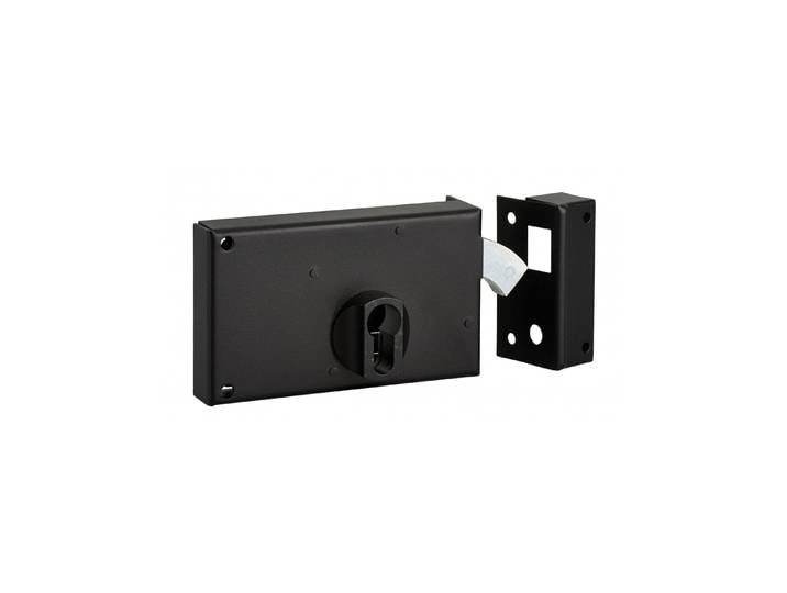 Boitier De Serrure Horizontale En Applique Double Entrée À Crochet Pour Portail\, Droite\, Axe 60mm\, 140x83mm\, Noir - Thirard