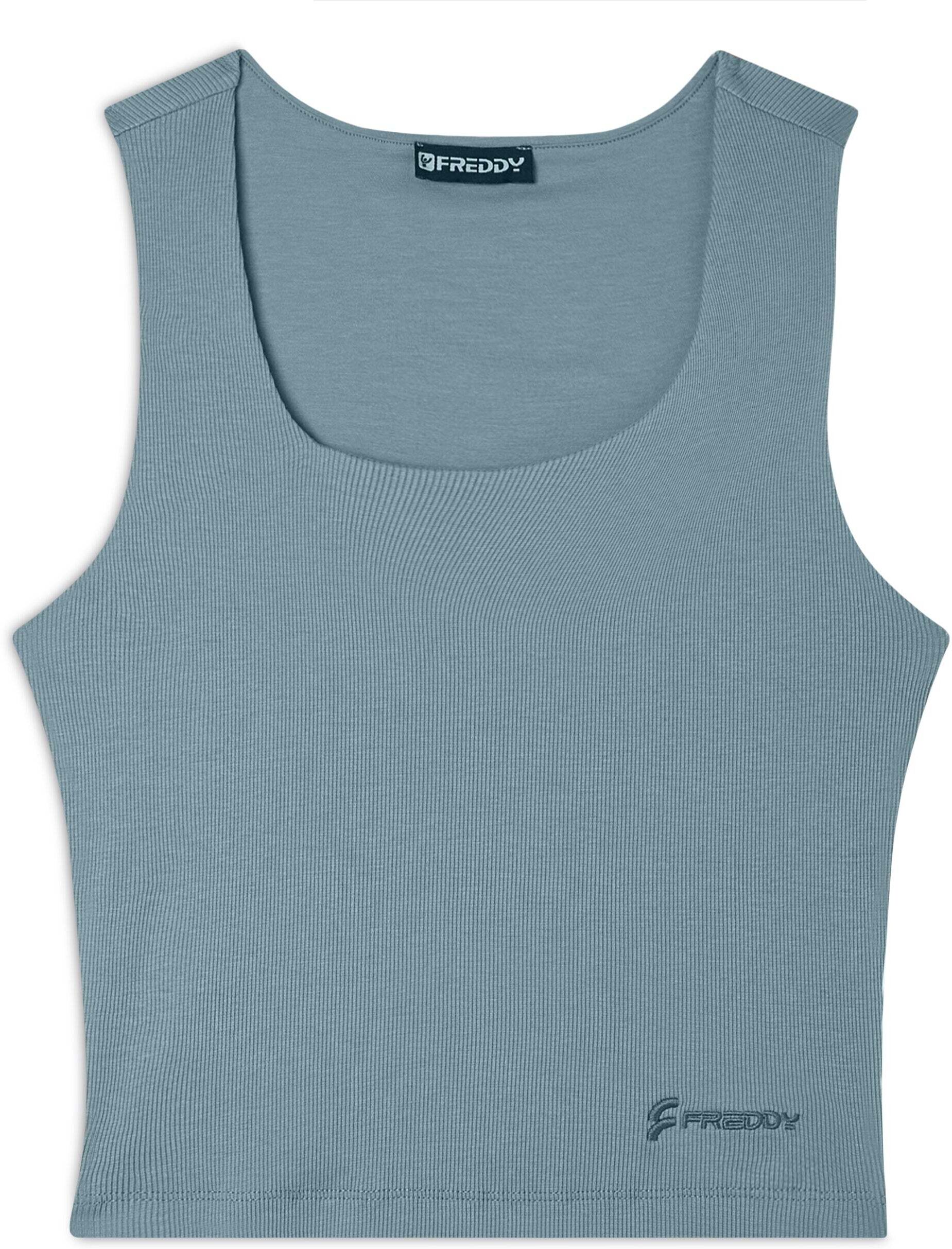 Tanktop FREDDY "Tank S25WMCT3", Damen, Gr. XS, braun (forget me not), Obermaterial: 97% Baumwolle CO. 3% Elasthan EL., Tops Tanktop forget me not XS