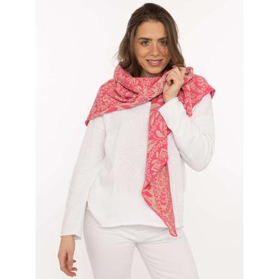 Dreieckstuch ZWILLINGSHERZ "Paisley Blätter", Damen, pink, Baumwollmischung, Modetücher, blumiges Muster, tolles Accessoire, vielseitig tragbar