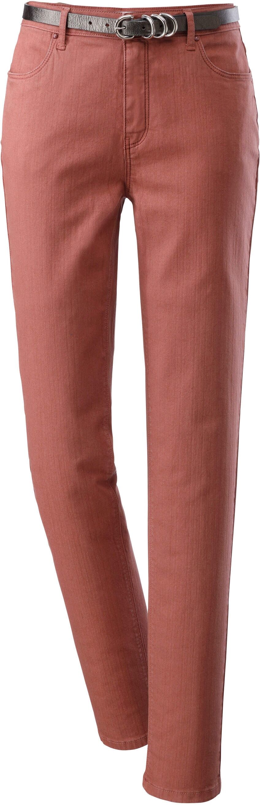 Bequeme Jeans WITT "Jeans Stretch-Jeans im schmalen Schnitt", Damen, Gr. 20, K-Gr, rot (rost), Denim/Jeans;Twill, , Modisch, schmal, Jeans Bequeme Jeans