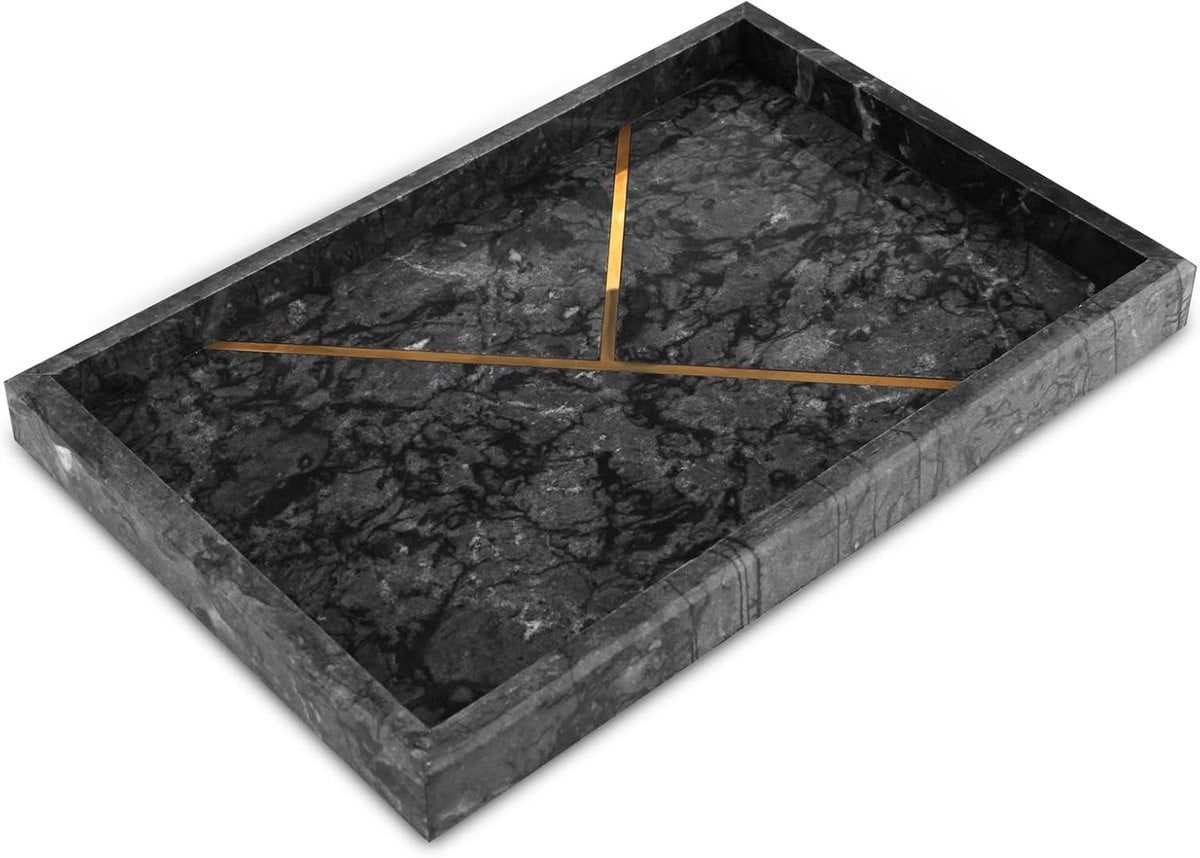 Luxe Marmeren Dienblad voor Keuken en Badkamer - Natuursteen Organizer