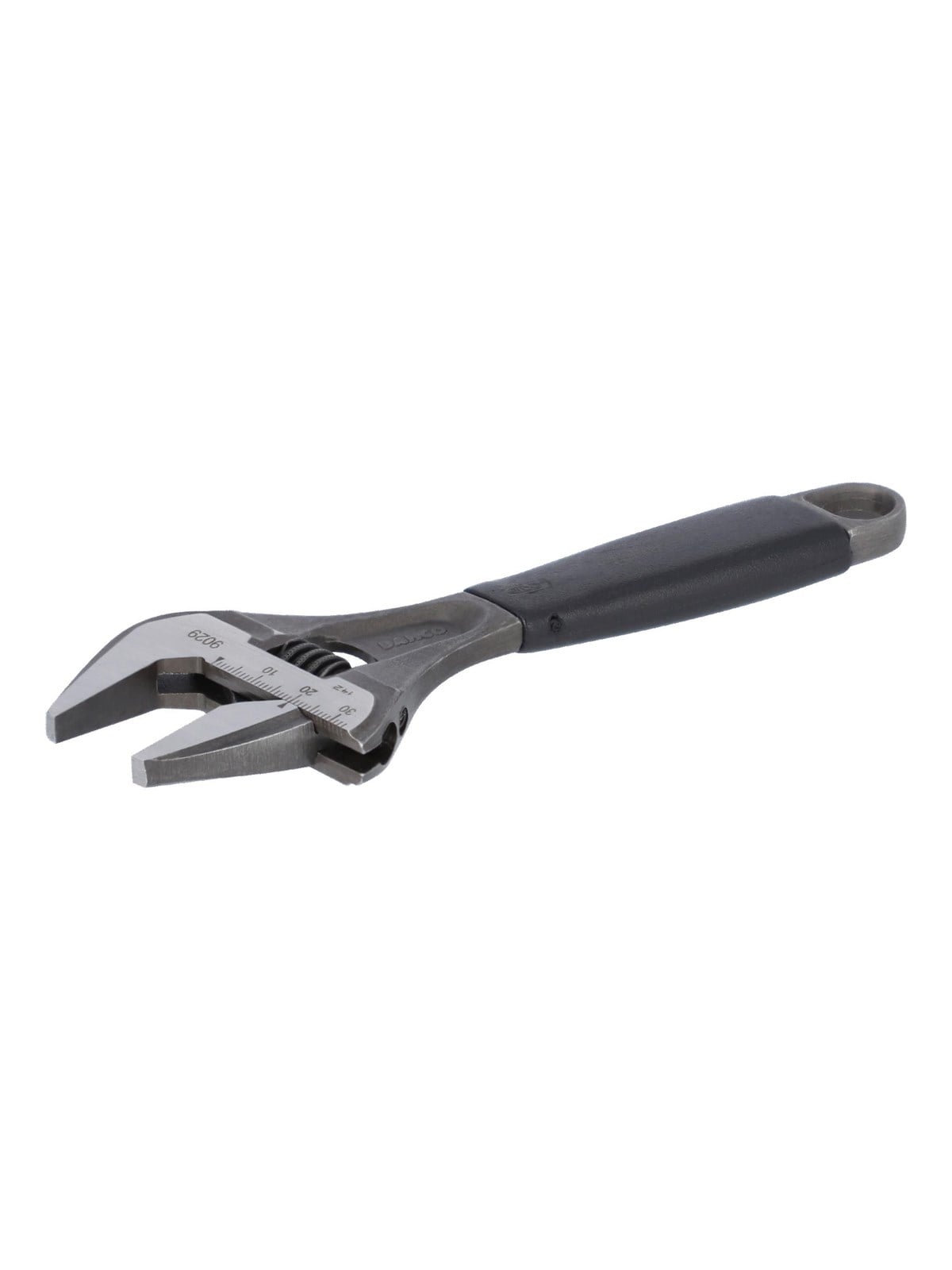 BAHCO ERGO Central Nut Wide Opening Jaw Adjustable Wrench with Rubber Handle and Phosphate Finish